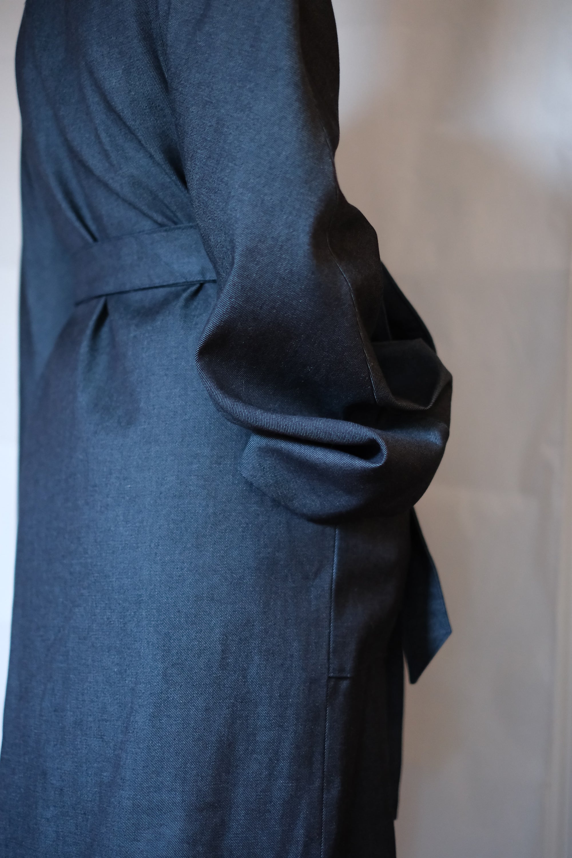Sculptural denim trench